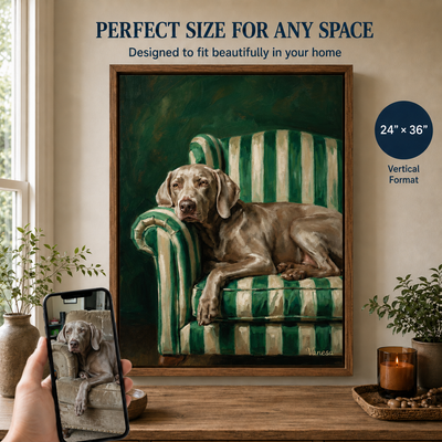 Custom Weimaraner Portrait on Canvas – Personalized Dog Wall Art from Photo
