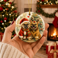 Personalized Pet In Christmas Costumes Ceramic Ornament - Hand-illustrated