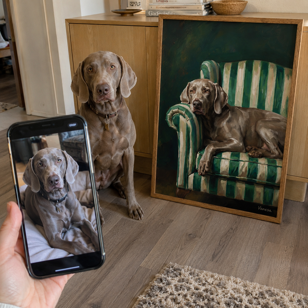 Custom Weimaraner Portrait on Canvas – Personalized Dog Wall Art from Photo story