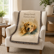 Custom Pet Portrait Woven Blanket from Photo – Personalized Dog Keepsake Throw
