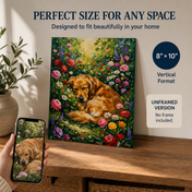 Custom Pet Memorial Portrait – Colorful Floral Dog Wall Art