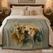 Custom Pet Portrait Woven Blanket from Photo – Personalized Dog Keepsake Throw