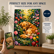 Custom Pet Memorial Portrait – Colorful Floral Dog Wall Art