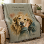 Custom Pet Portrait Woven Blanket from Photo – Personalized Dog Keepsake Throw