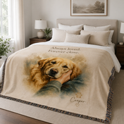 Custom Pet Portrait Woven Blanket from Photo – Personalized Dog Keepsake Throw