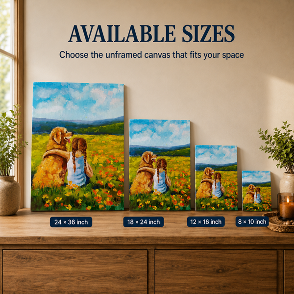 Custom Pet Memorial Portrait In Wildflower Field – Personalized Canvas Painting