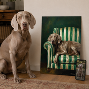 Custom Weimaraner Portrait on Canvas – Personalized Dog Wall Art from Photo