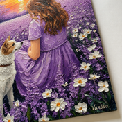 Custom Pet & Owner Portrait – Lavender Sunset Framed Art