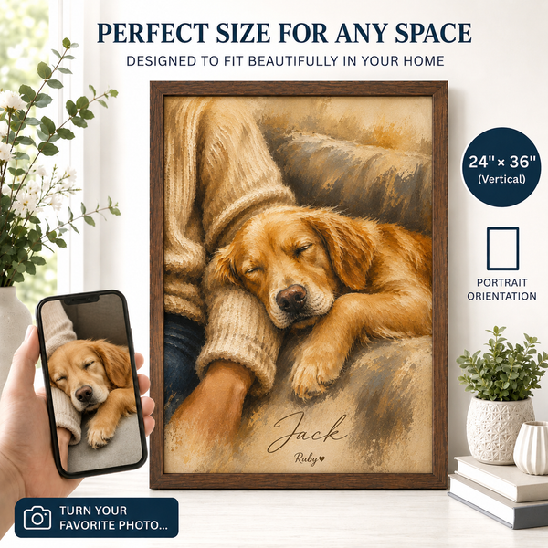 Custom Pet and Owner Portrait from Photo — Personalized Dog Memory Wall Art