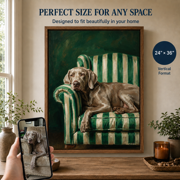 Custom Weimaraner Portrait on Canvas – Personalized Dog Wall Art from Photo