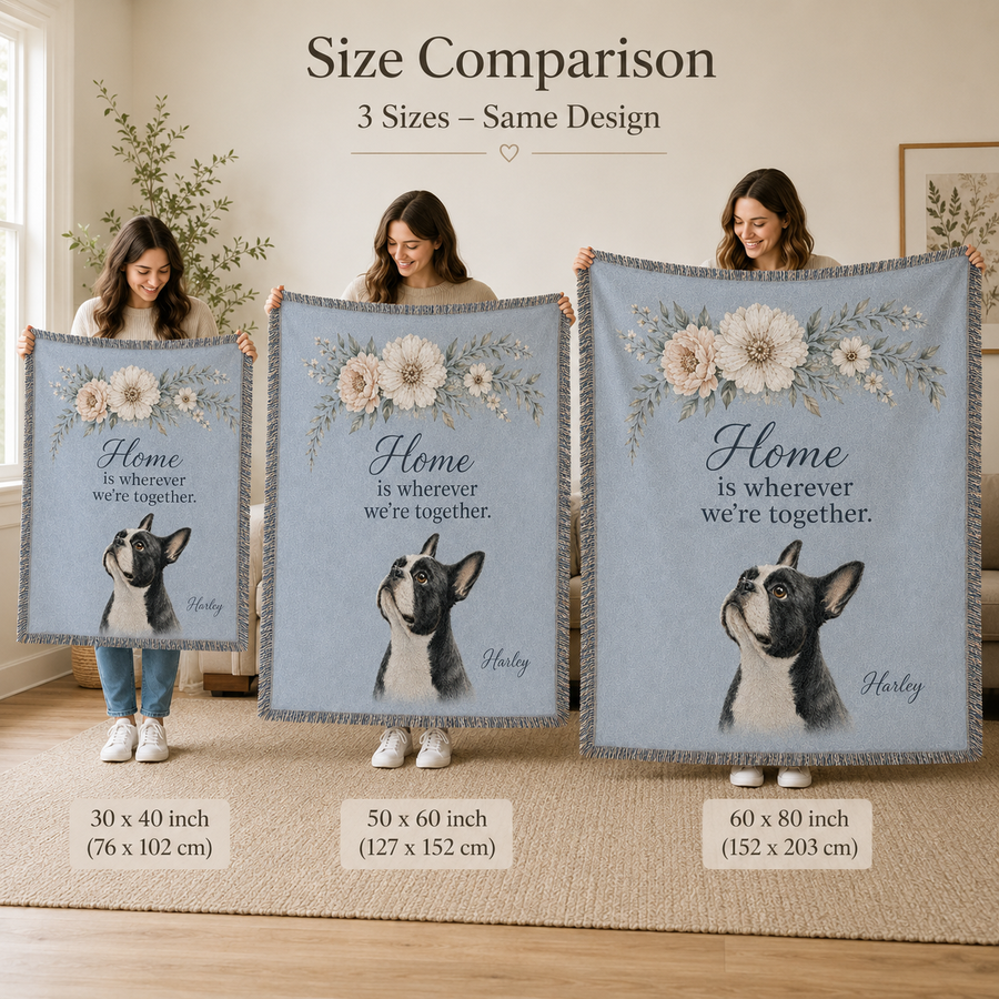 Personalized Pet Portrait Throw Blanket – Home Is Wherever We’re Together