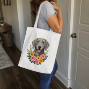 Personalized Floral Pet Portrait Canvas Bag - Hand-illustrated Print