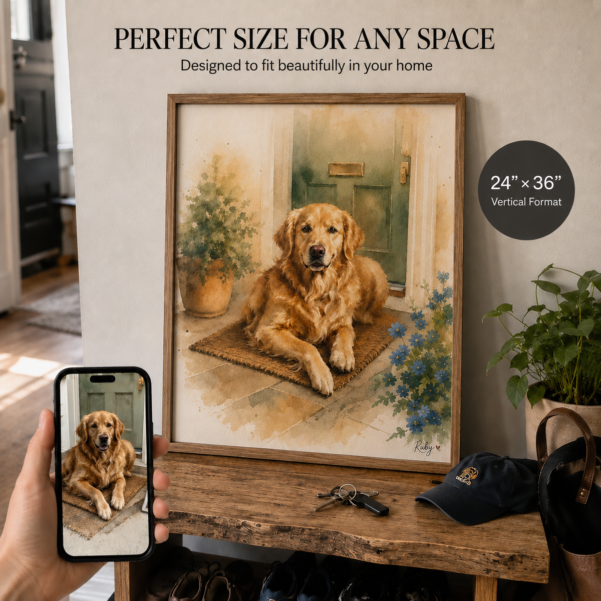 Waiting by the Door – Custom Watercolor Pet Portrait