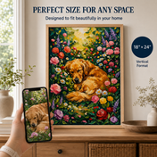 Custom Pet Memorial Portrait – Colorful Floral Dog Wall Art