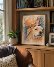 Custom Pet Memorial Portrait – Owner and Dog Framed Artwork