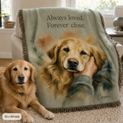 Custom Pet Portrait Woven Blanket from Photo – Personalized Dog Keepsake Throw