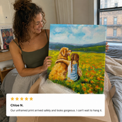 Custom Pet Memorial Portrait In Wildflower Field – Personalized Canvas Painting