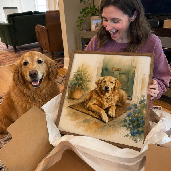 Waiting by the Door – Custom Watercolor Pet Portrait