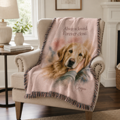 Custom Pet Portrait Woven Blanket from Photo – Personalized Dog Keepsake Throw