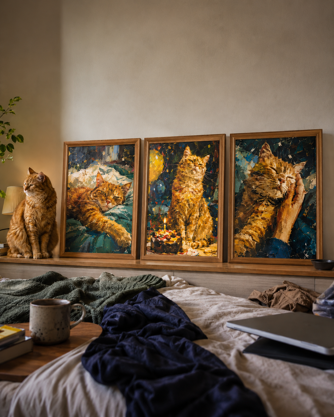 Emma R.'s Gallery Wall — Apollo, Luna, and Toby in Triangle Walnut-Tone layout