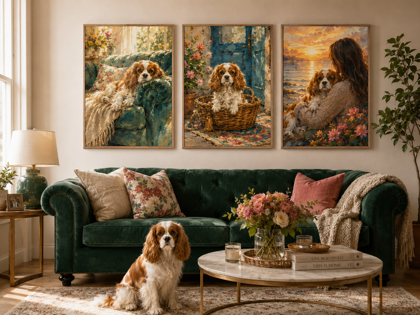 Forever Trio sample 4 — reverent oil memorial as one coordinated wall