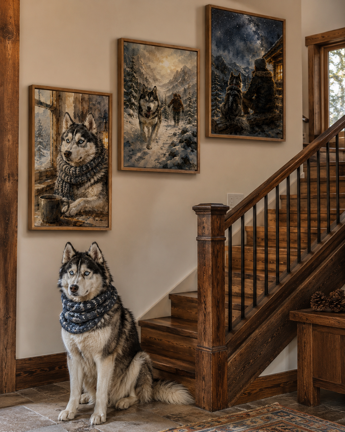 Life Journey Trio sample 3 — heirloom oil rendering of a pet's lifetime