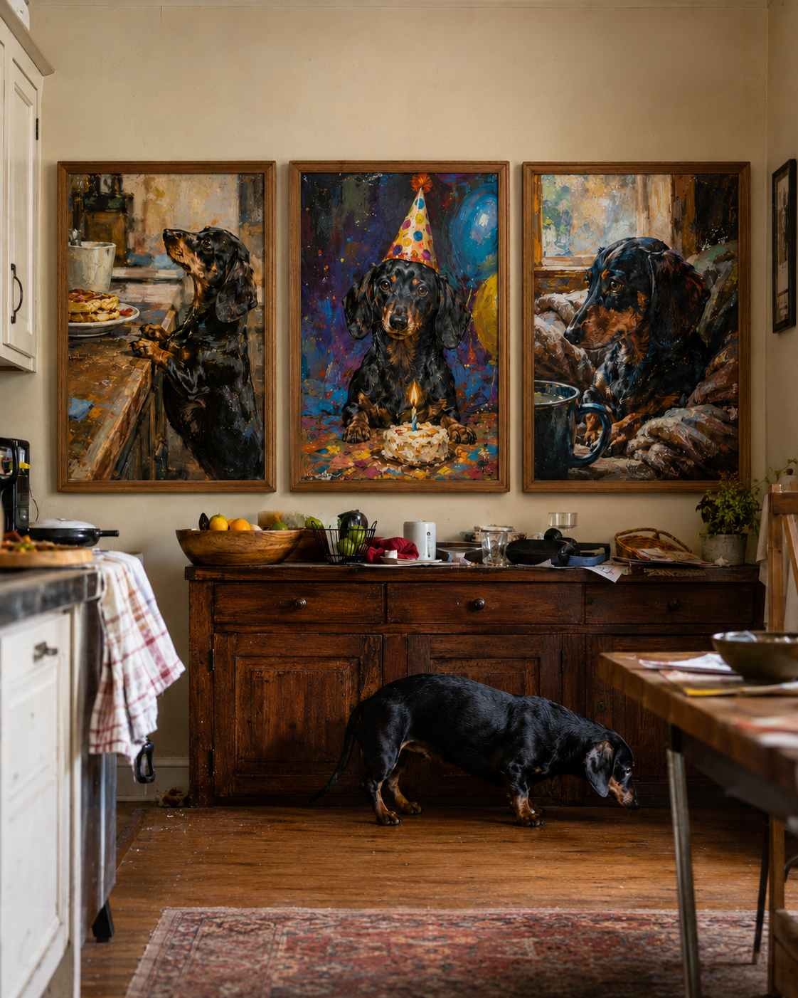 Life Journey Trio — same pet across 3 chapters, Timeless Oil heirloom