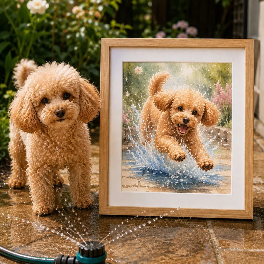 Hand-illustrated pet portrait