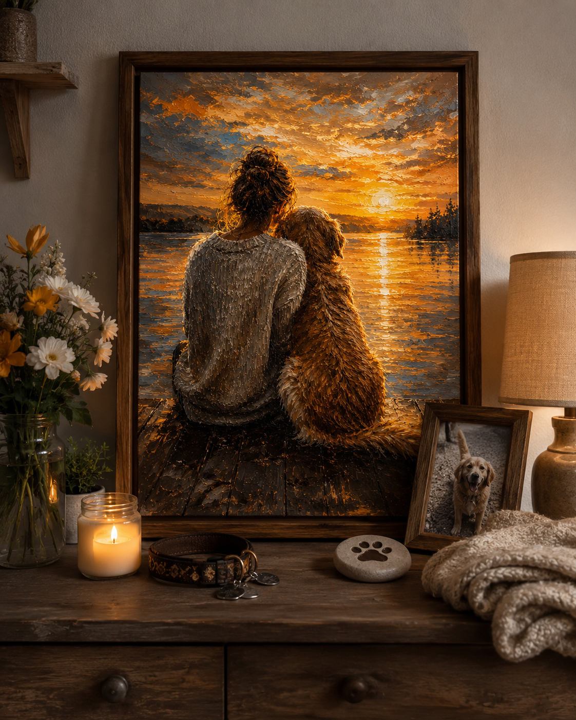 Memorial portrait above Mom couch