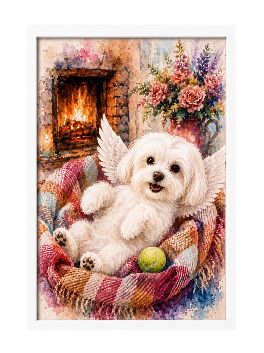 White framed memorial canvas