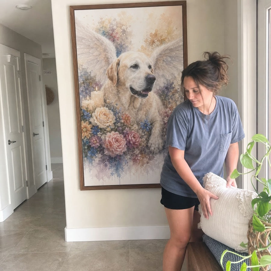 Max golden retriever at the back door — customer photo
