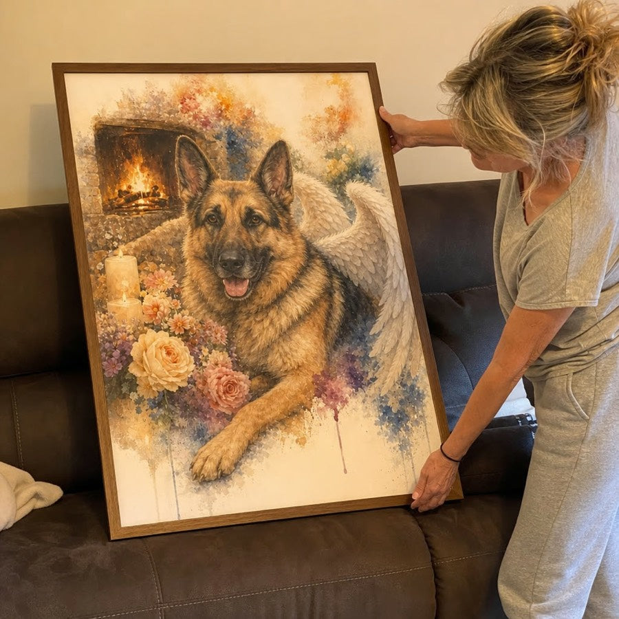 Ranger German Shepherd by the gate — customer photo