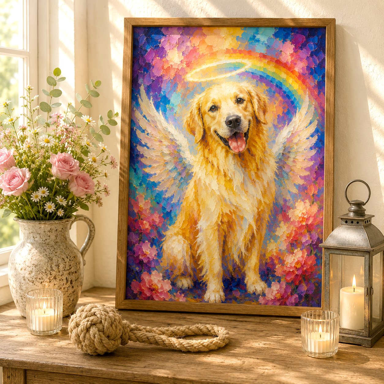 Memorial portrait on the wall at home