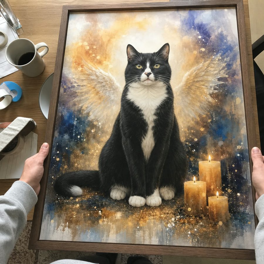 Midnight black cat memorial