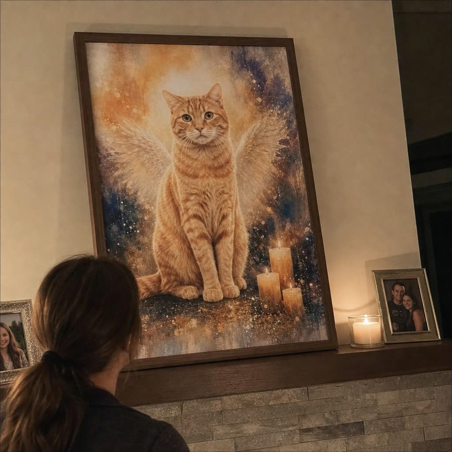 Ginger tabby cat memorial