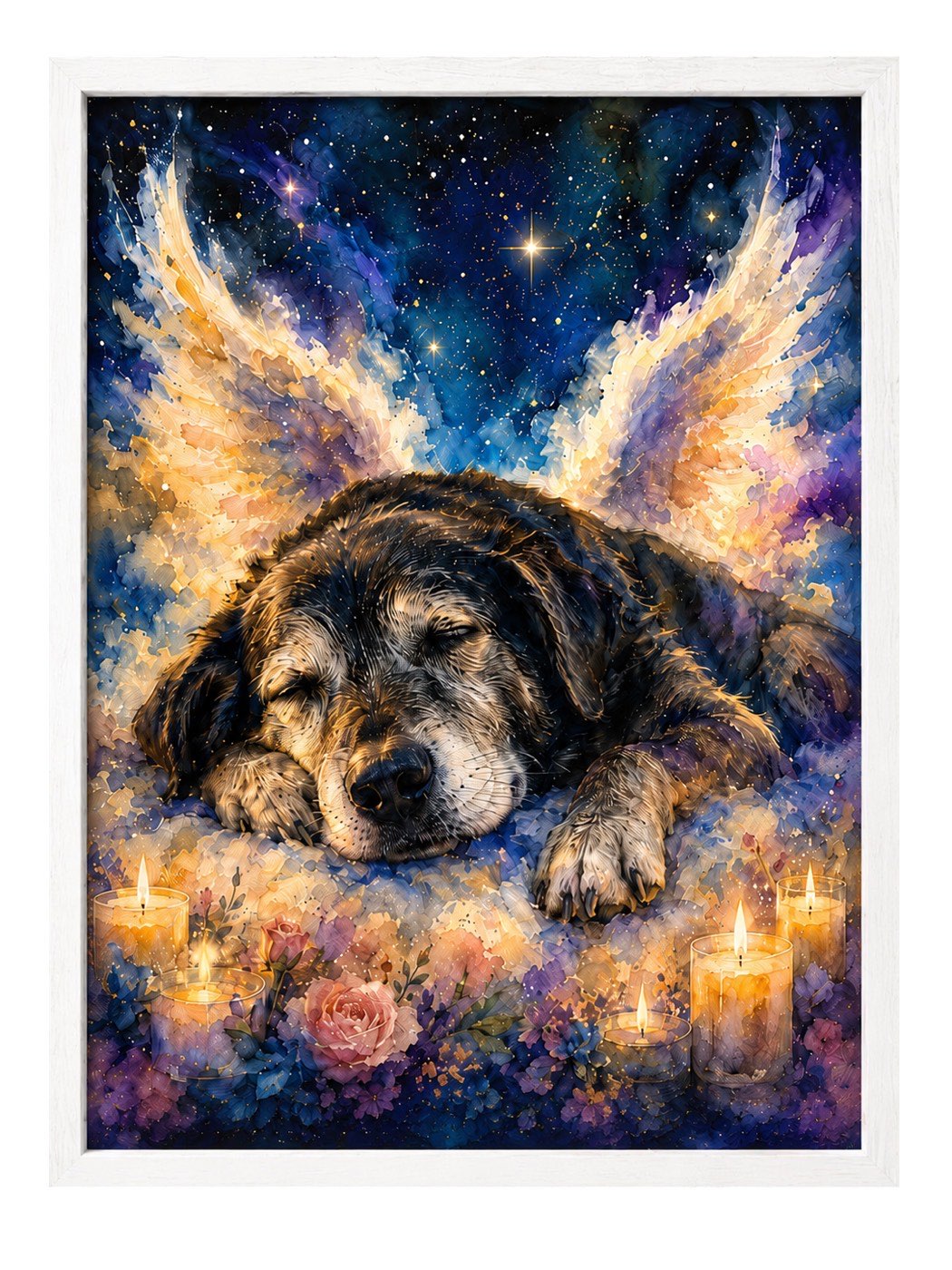 White framed memorial canvas