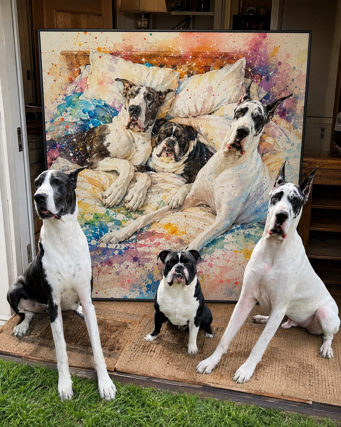 Family Moments — pets with extended family, hand-illustrated soft watercolor